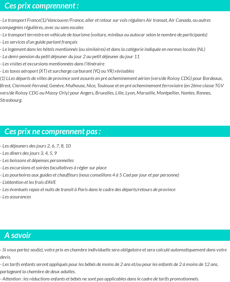 Conditions tarifaires