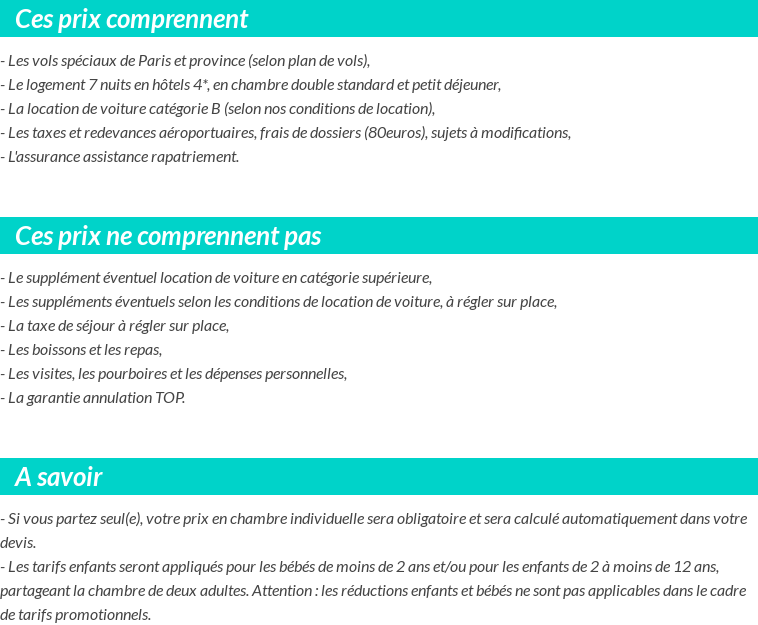 Conditions tarifaires