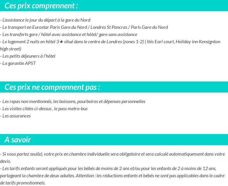 Conditions tarifaires