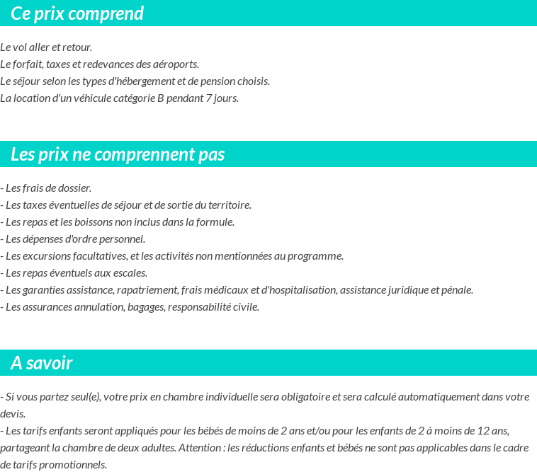 Conditions tarifaires