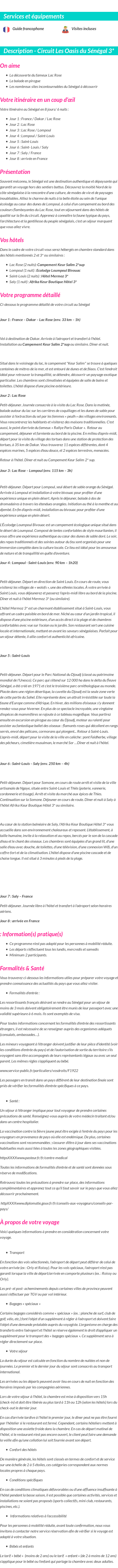Détails du séjour