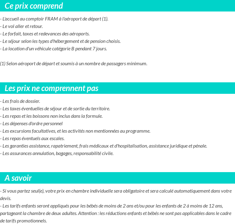 Conditions tarifaires