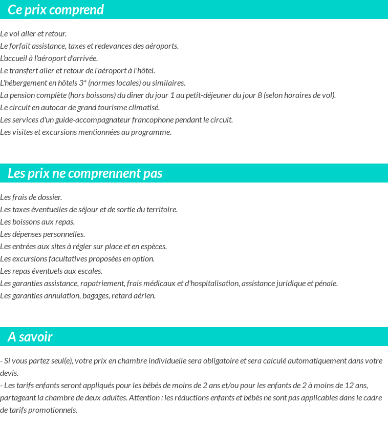 Conditions tarifaires