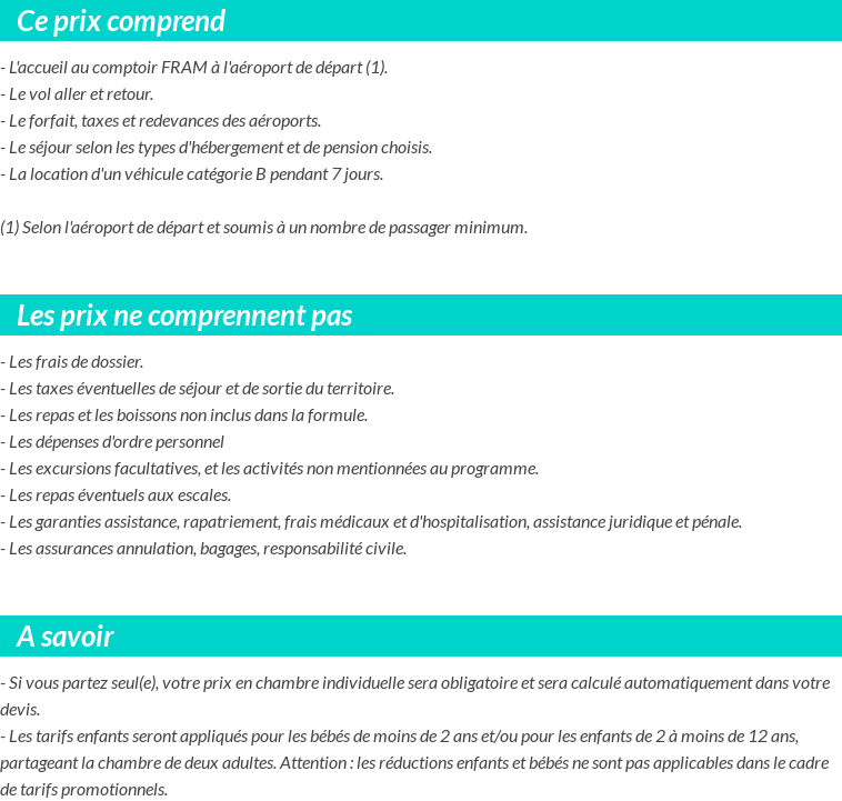 Conditions tarifaires