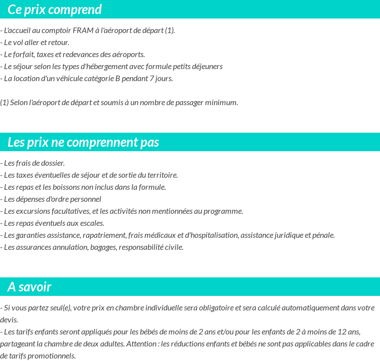 Conditions tarifaires