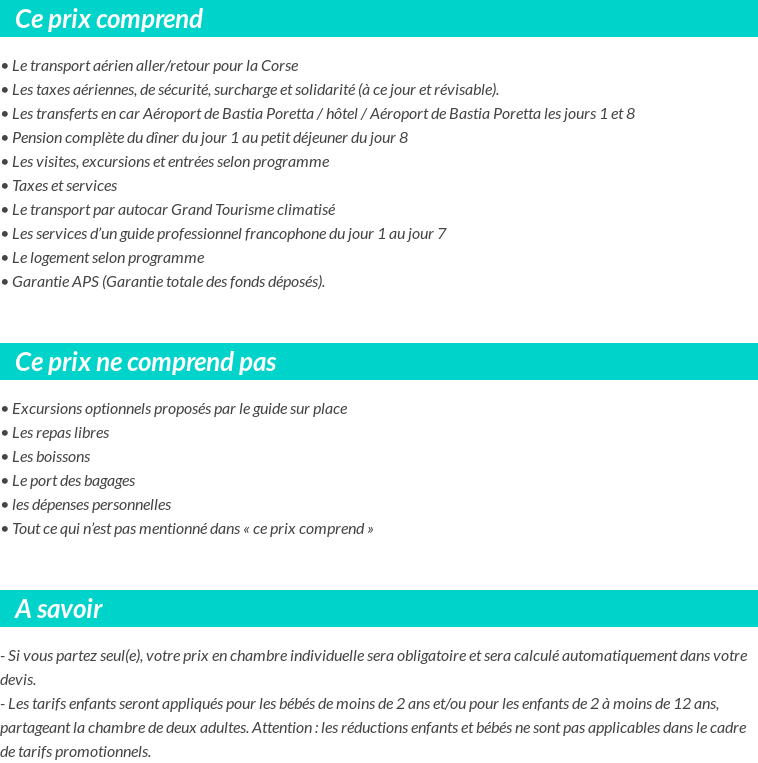 Conditions tarifaires