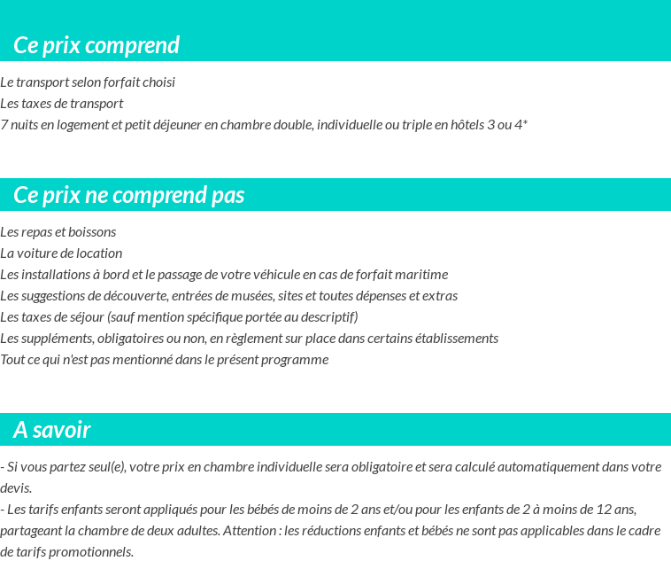 Conditions tarifaires