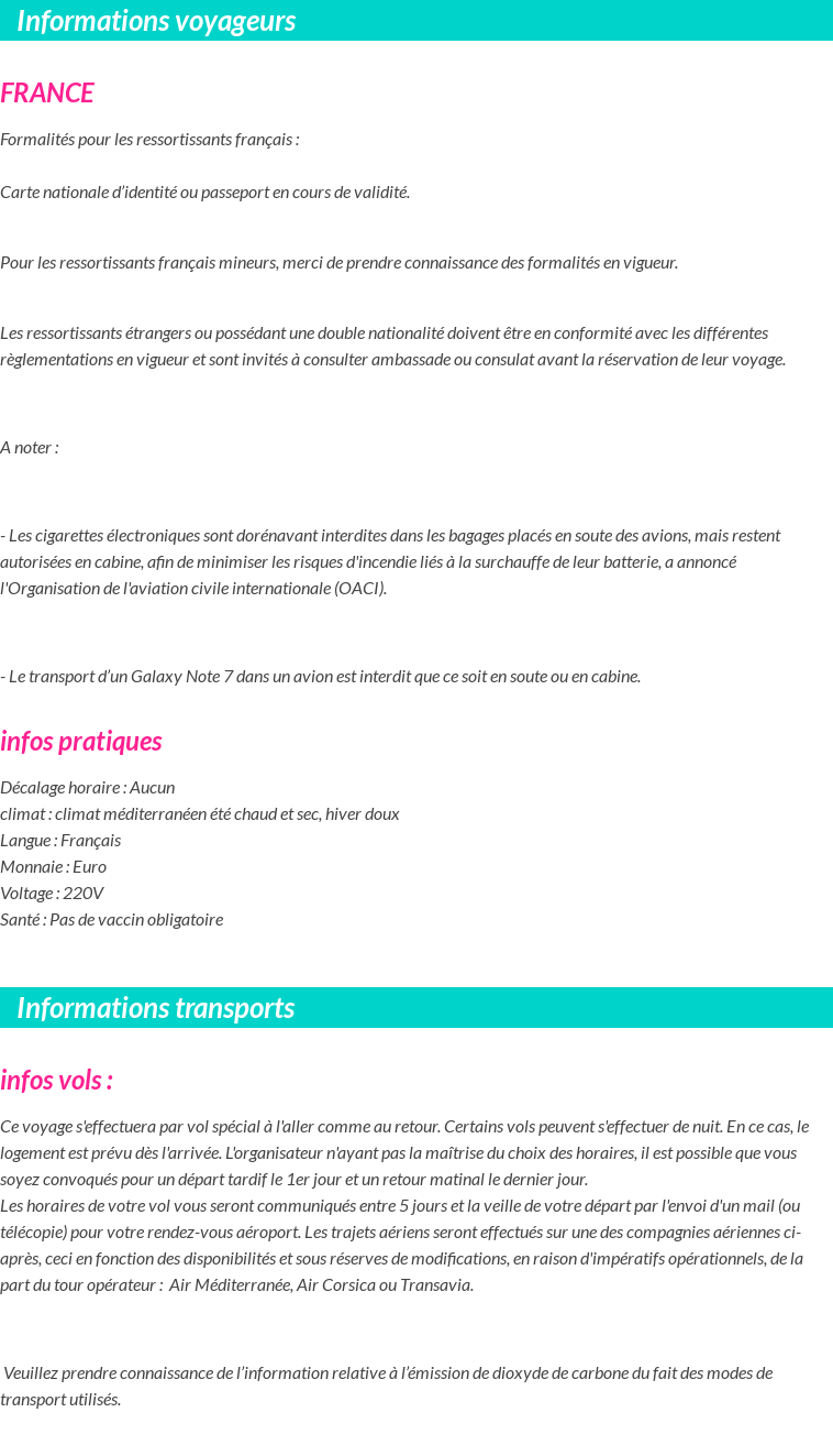 Formalités et infos voyageurs