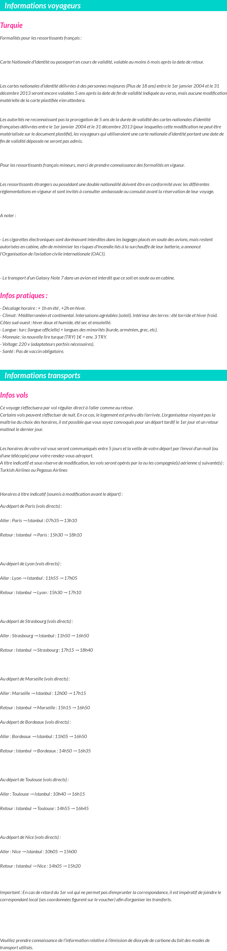 Formalités et infos voyageurs