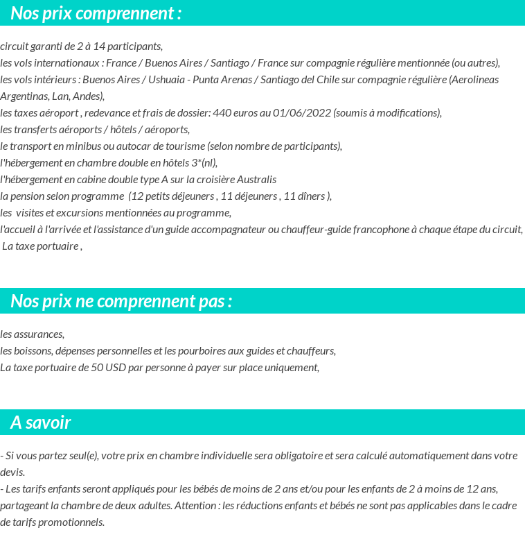 Conditions tarifaires