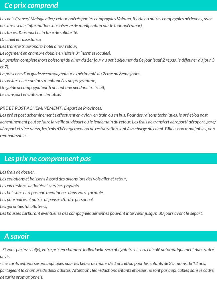 Conditions tarifaires