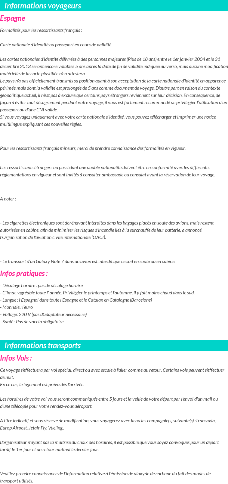 Formalités et infos voyageurs