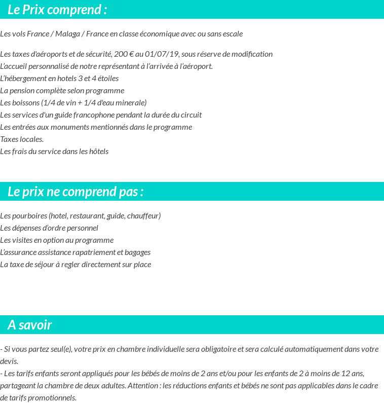 Conditions tarifaires