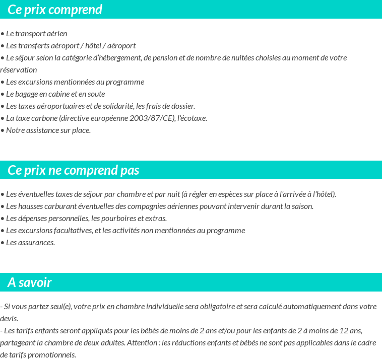 Conditions tarifaires