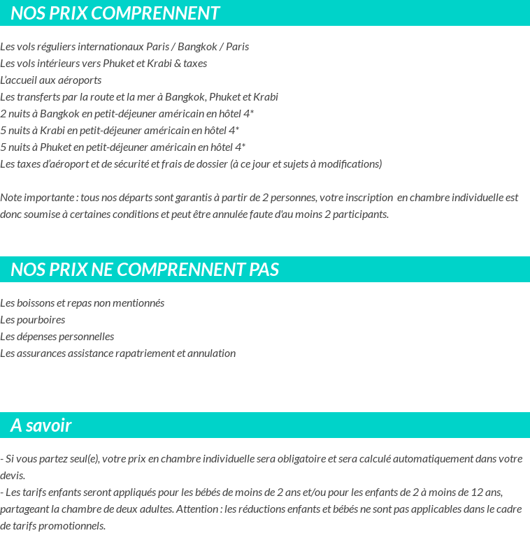 Conditions tarifaires