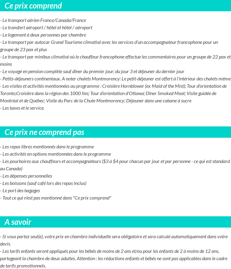 Conditions tarifaires