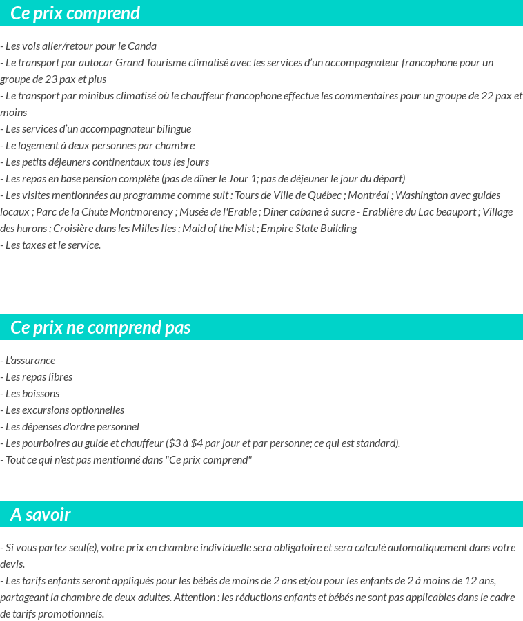 Conditions tarifaires