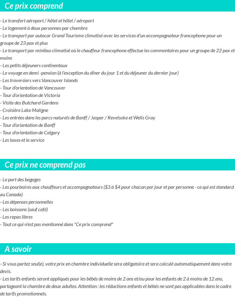 Conditions tarifaires