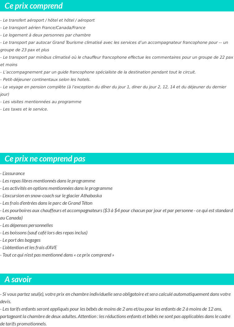 Conditions tarifaires