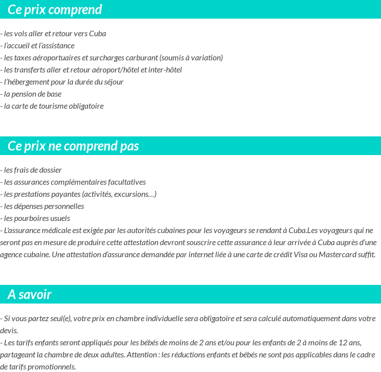 Conditions tarifaires