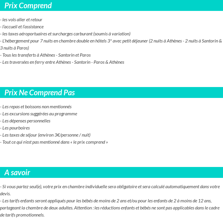 Conditions tarifaires