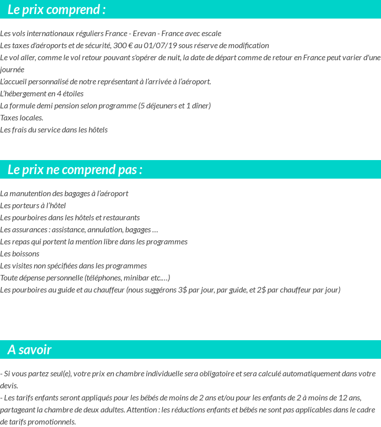 Conditions tarifaires