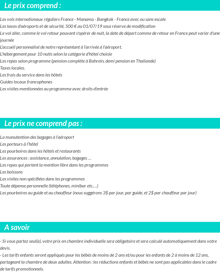 Conditions tarifaires