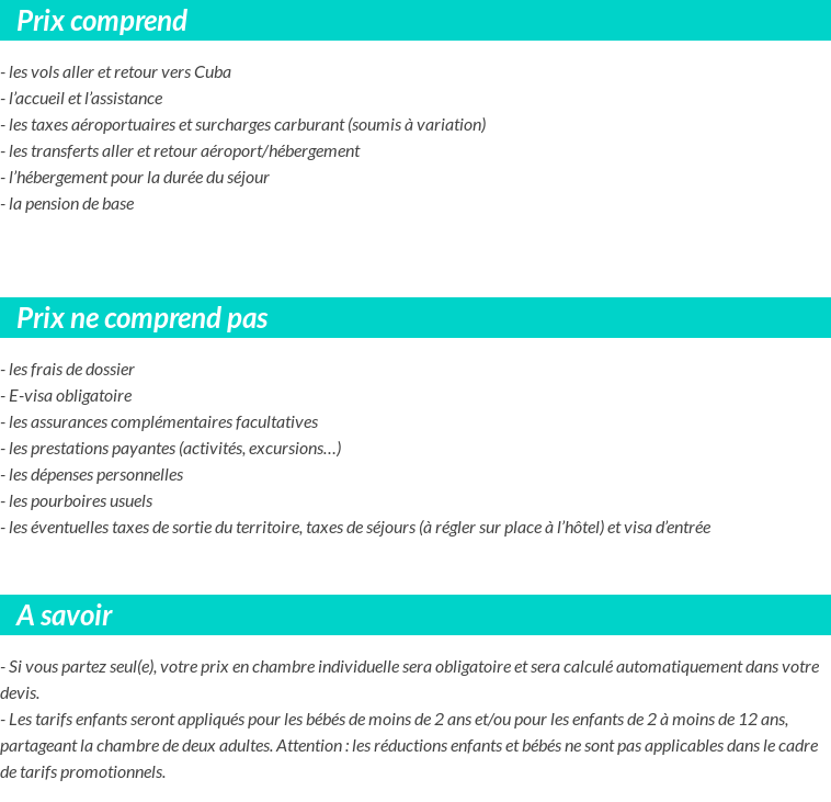 Conditions tarifaires