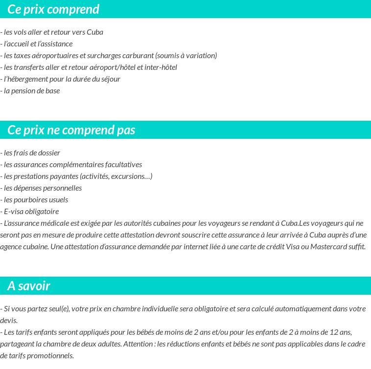 Conditions tarifaires