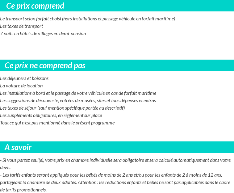 Conditions tarifaires