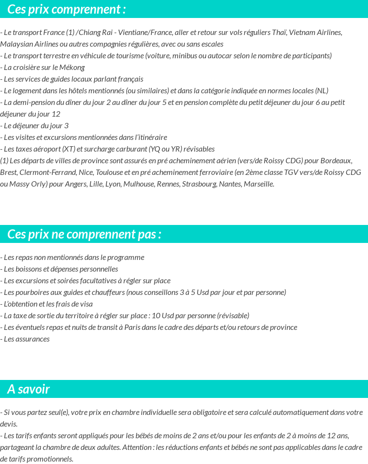 Conditions tarifaires