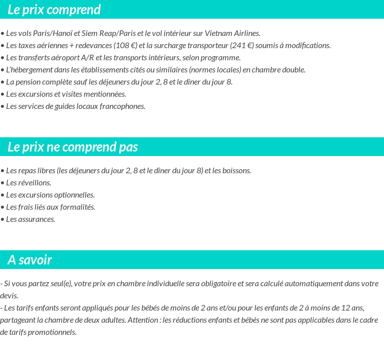 Conditions tarifaires