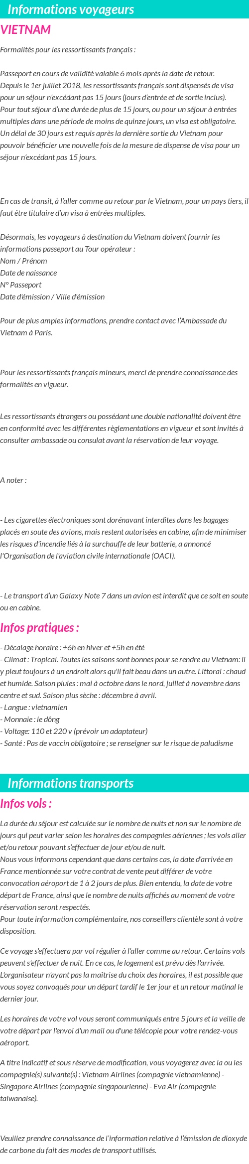 Formalités et infos voyageurs