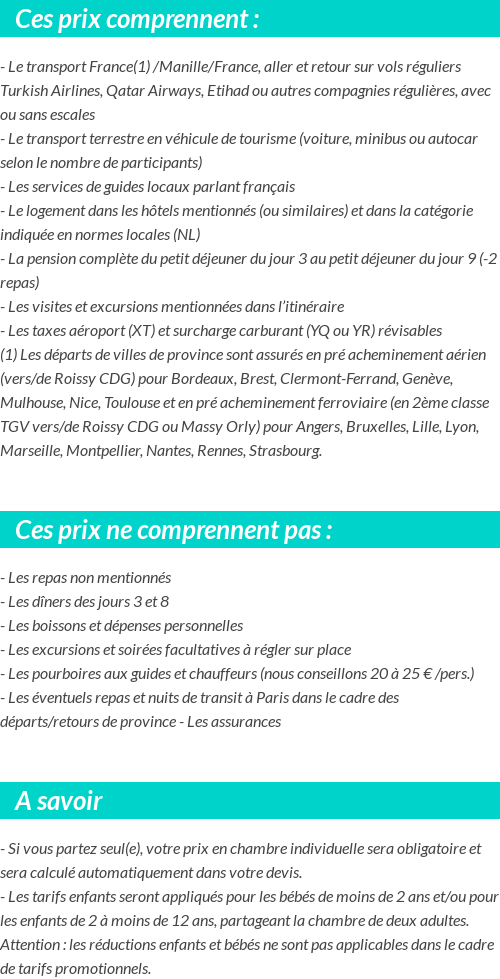 Conditions tarifaires