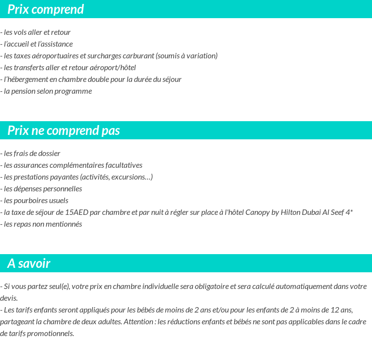 Conditions tarifaires