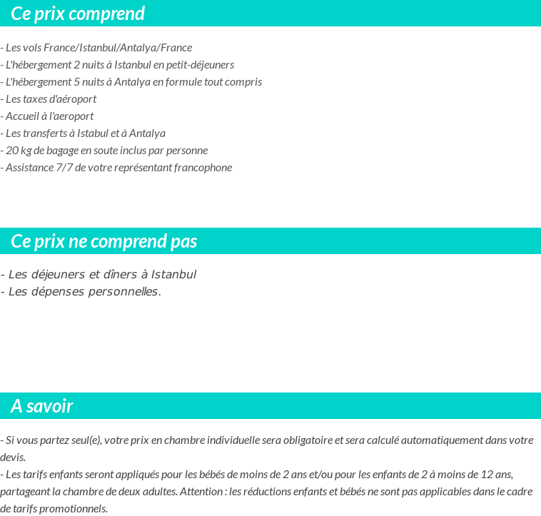 Conditions tarifaires