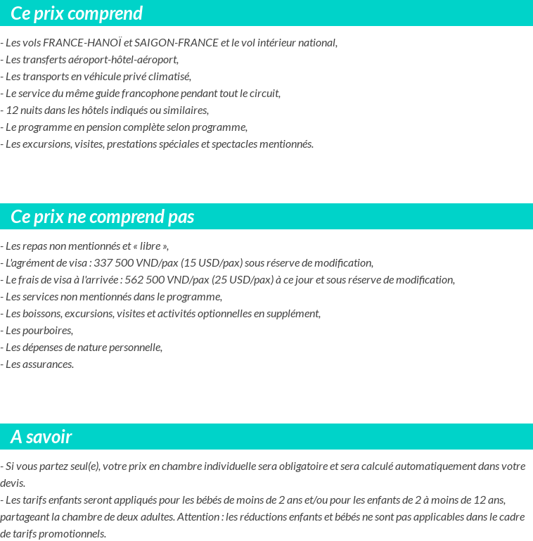 Conditions tarifaires