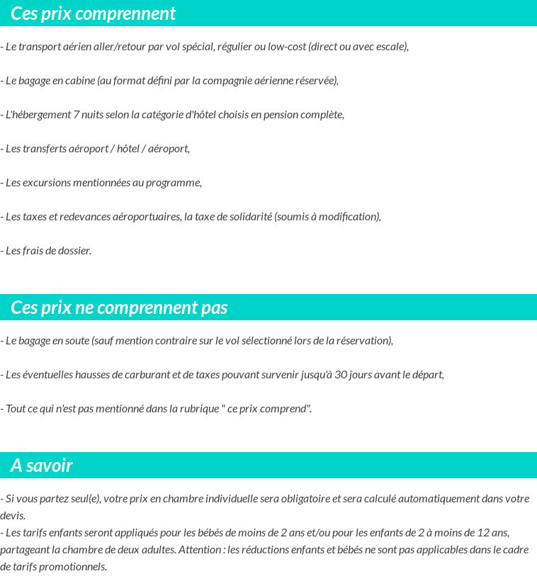 Conditions tarifaires