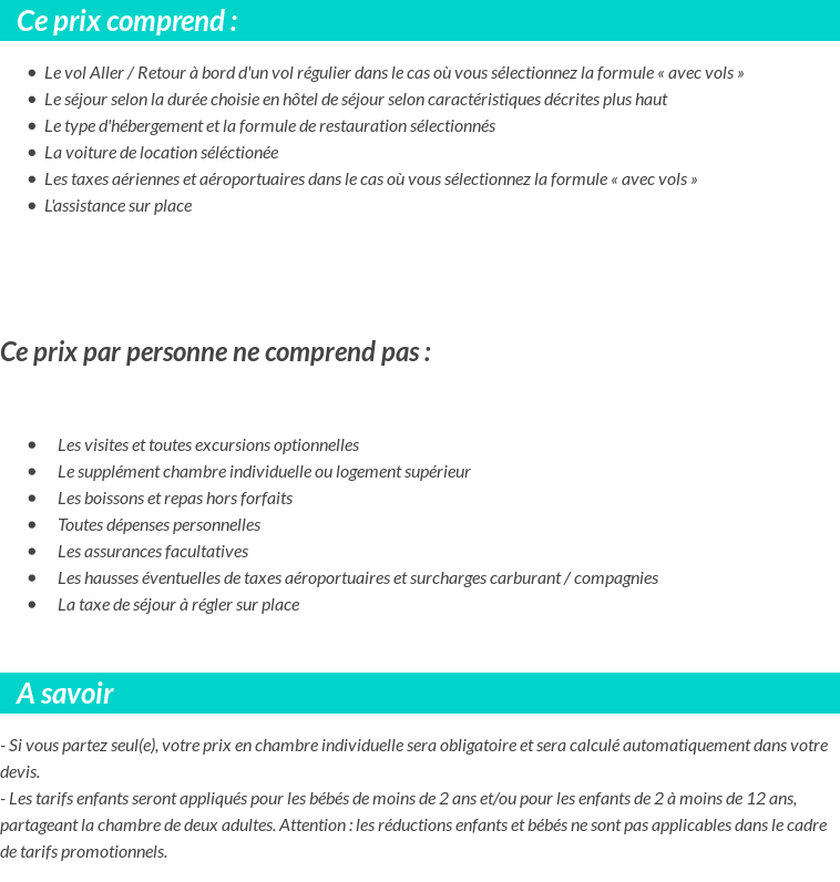 Conditions tarifaires