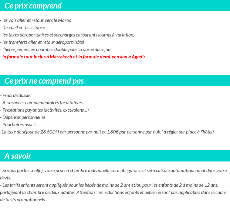 Conditions tarifaires