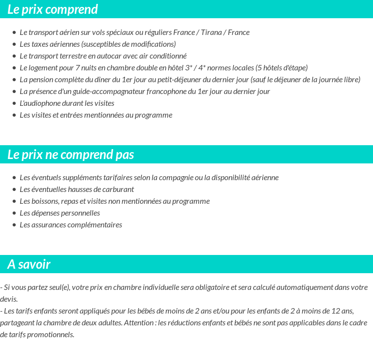 Conditions tarifaires