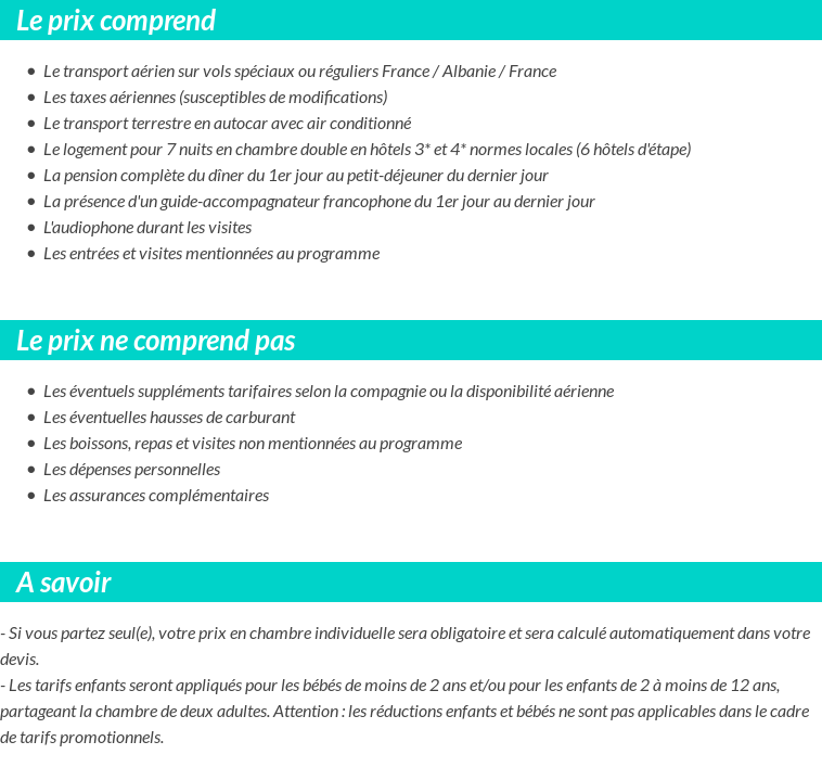 Conditions tarifaires