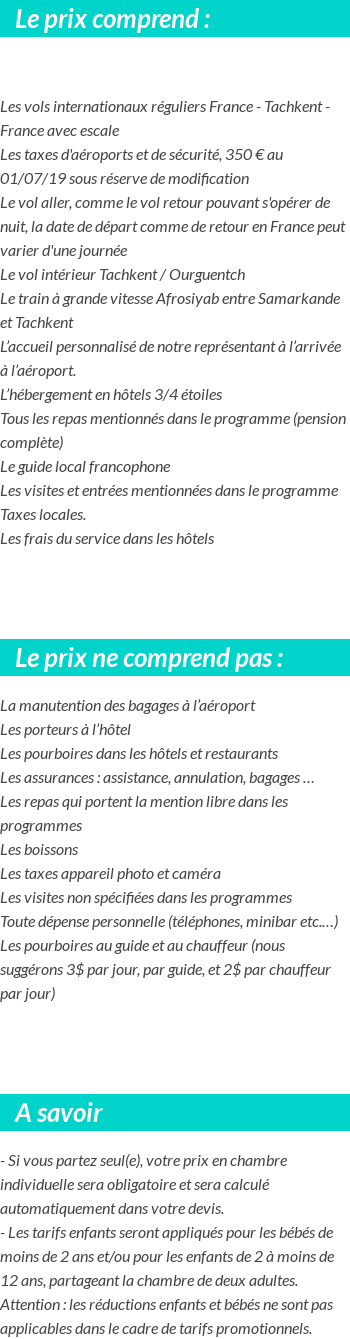 Conditions tarifaires