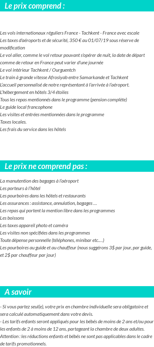 Conditions tarifaires