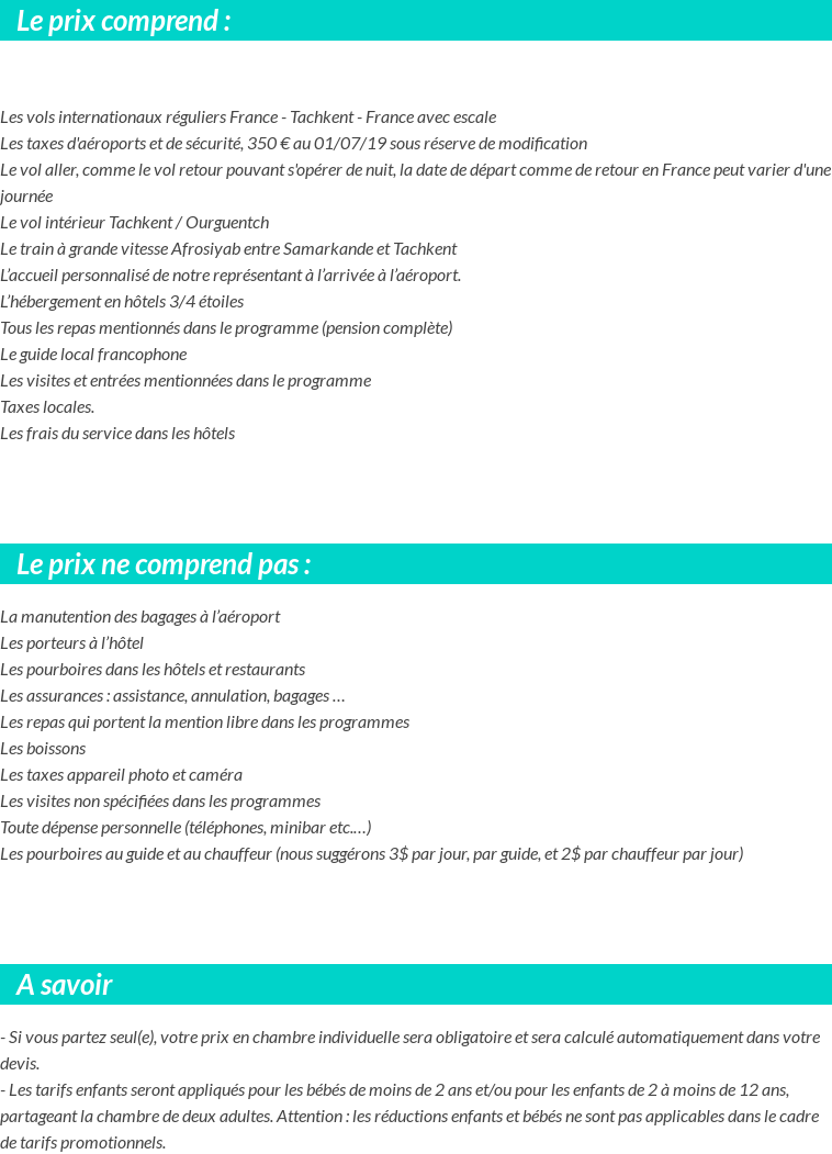 Conditions tarifaires