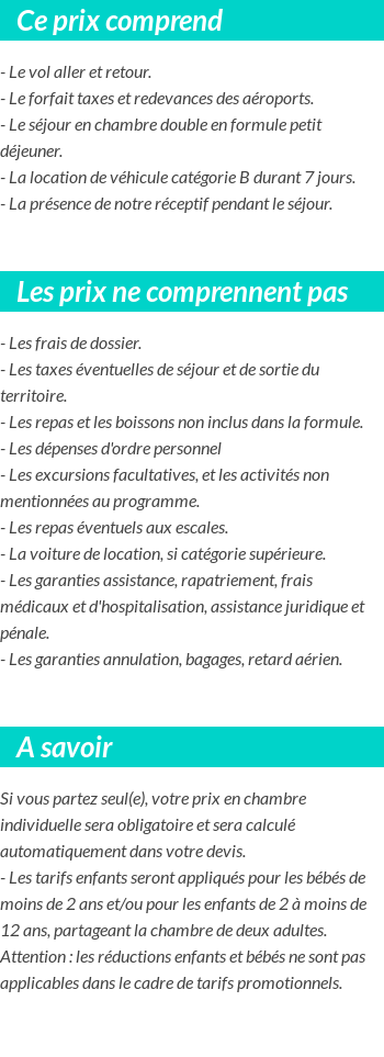 Conditions tarifaires