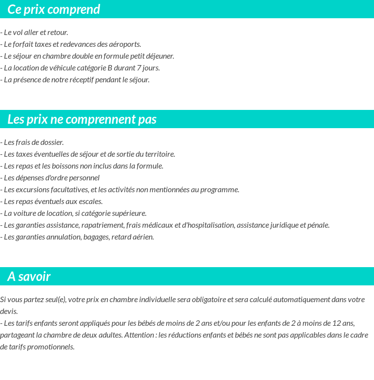 Conditions tarifaires