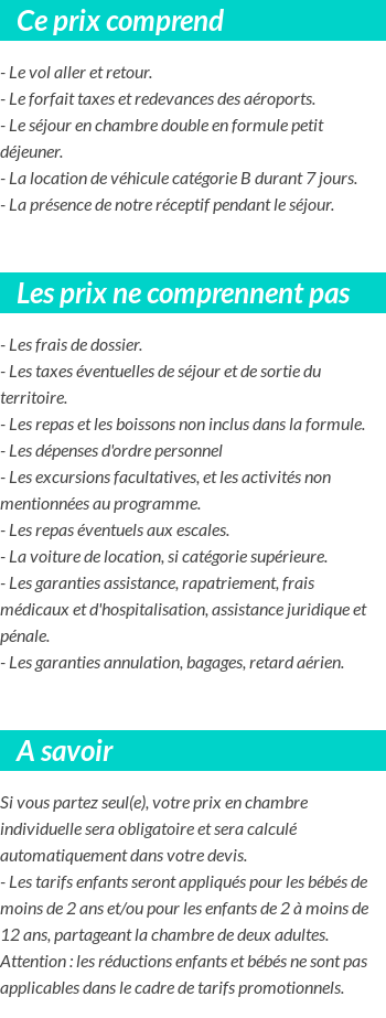 Conditions tarifaires