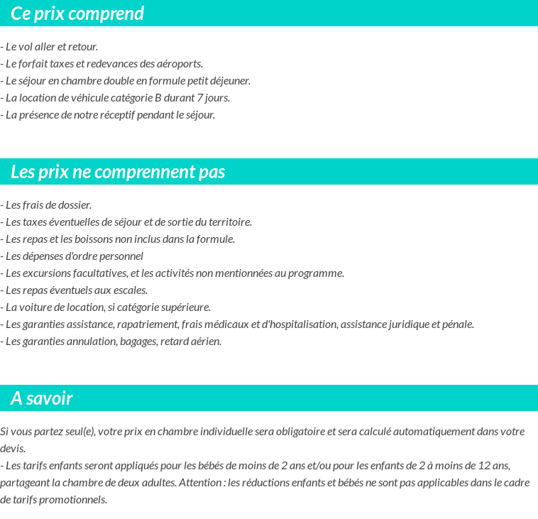 Conditions tarifaires