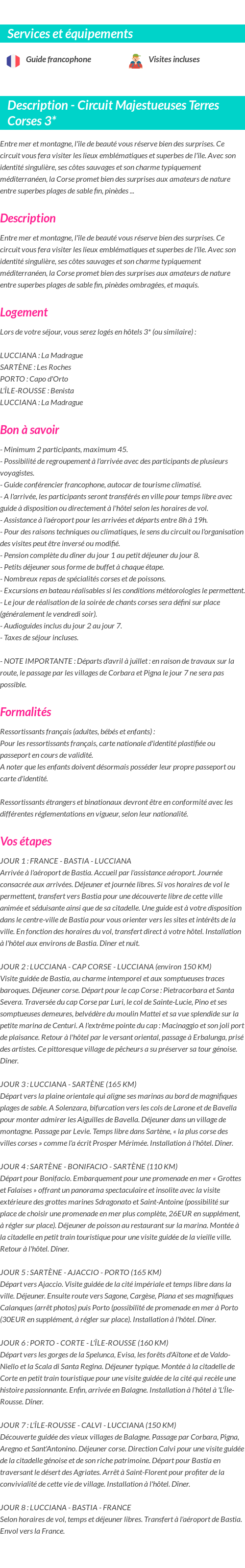 Détails du séjour